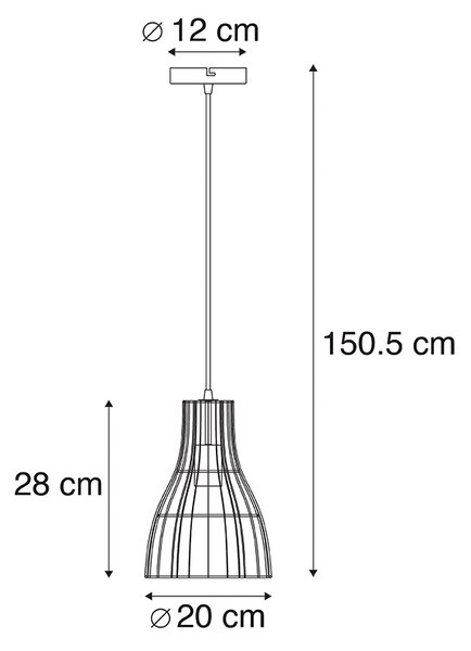 Lantlig hänglampa rotting 20 cm - Botello