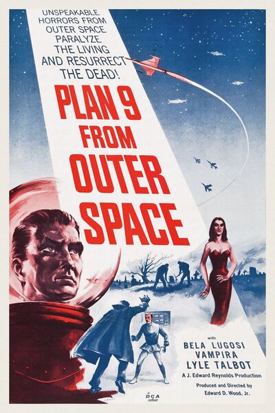 Konsttryck Plan 9 from Outer Space (Vintage Cinema / Retro Movie Theatre Poster / Horror & Sci-Fi), (26.7 x 40 cm)