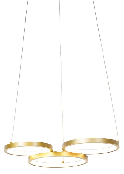Hänglampa guld inkl LED 3-stegs dimbar 3-ljus - Rondas