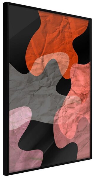 Inramad Poster / Tavla - Colourful Camouflage (Orange) - 20x30 Svart ram