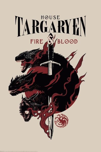 Poster, Affisch Game of Thrones - House Targaryen