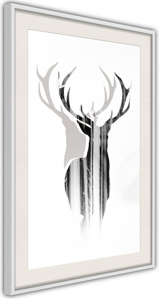 Inramad Poster / Tavla - Guardian of the Forest - 40x60 Vit ram med passepartout