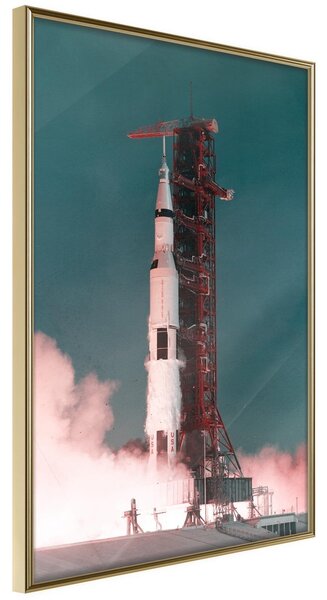 Inramad Poster / Tavla - Launch into the Unknown - 20x30 Guldram