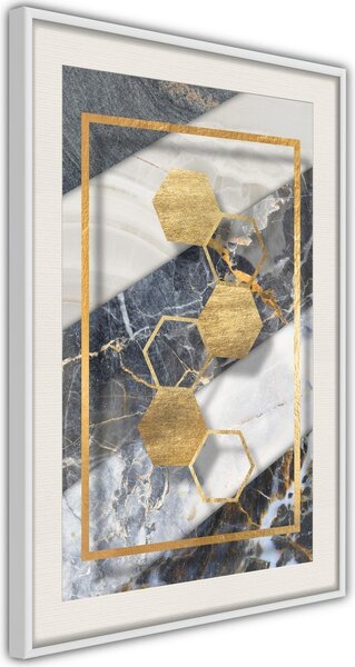Inramad Poster / Tavla - Marble Composition III - 30x45 Vit ram med passepartout