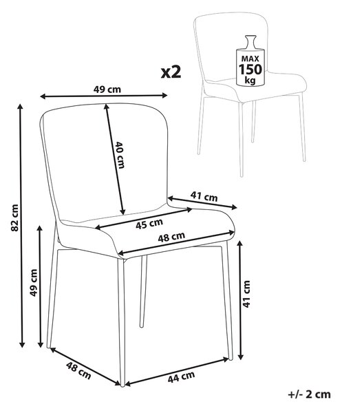 Uppsättning med 2 stolar Taupe Beige Polyester Stickad Textur Metallben Beliani
