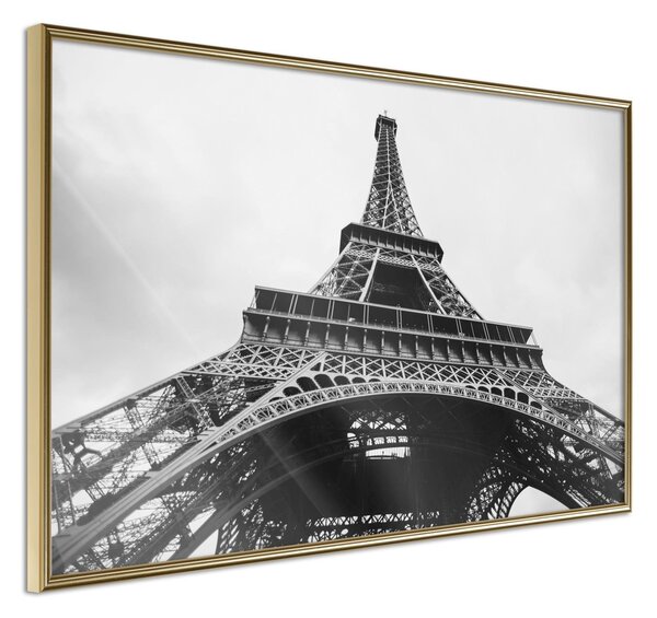 Inramad Poster / Tavla - Symbol of Paris - 45x30 Guldram