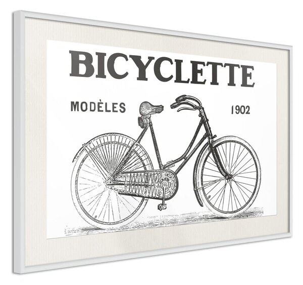 Inramad Poster / Tavla - Bicyclette - 30x20 Vit ram med passepartout