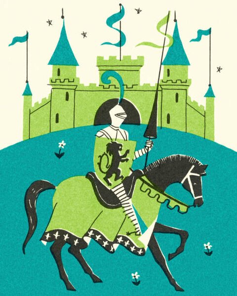 Illustration Medieval Castle and Knight, CSA-Printstock