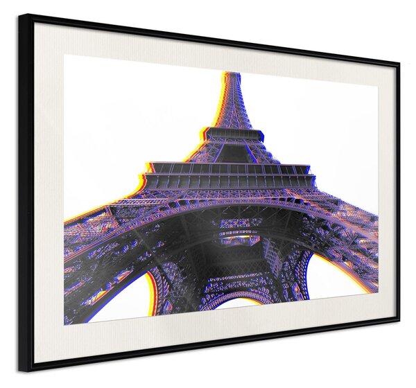 Inramad Poster / Tavla - Symbol of Paris (Purple) - 30x20 Svart ram med passepartout