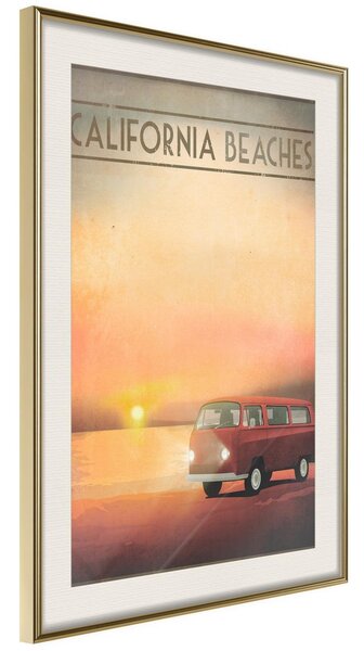 Inramad Poster / Tavla - Old Bus - 40x60 Guldram med passepartout