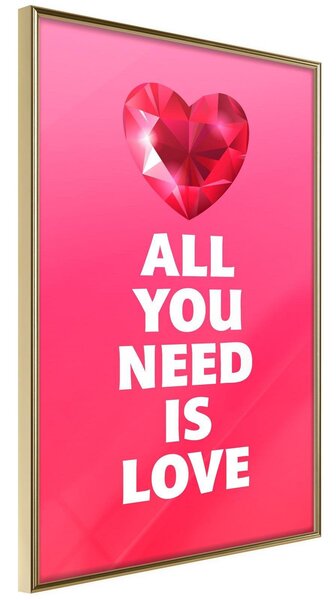 Inramad Poster / Tavla - Ruby Heart - 30x45 Guldram