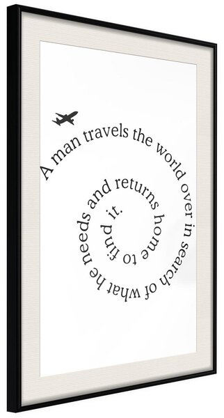 Inramad Poster / Tavla - Travel Broadens the Mind - 20x30 Svart ram med passepartout
