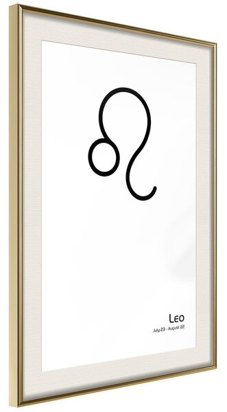 Inramad Poster / Tavla - Zodiac: Leo II - 40x60 Guldram med passepartout