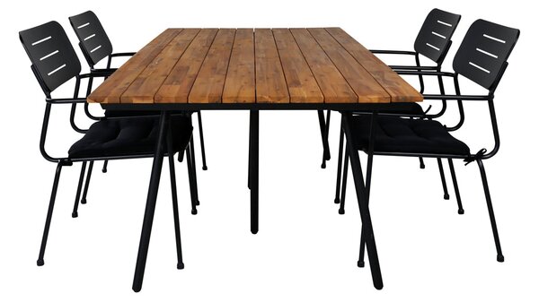 NICKE CHAN Matbord 200x100 cm + 4 stolar | Utemöbler