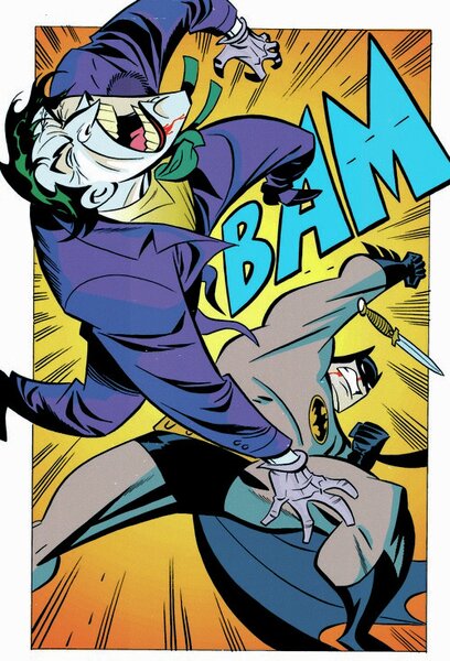 Konsttryck Joker and Batman fight