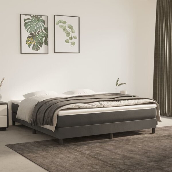 Säng med resårmadrass mörkgrå 160x200 cm sammet