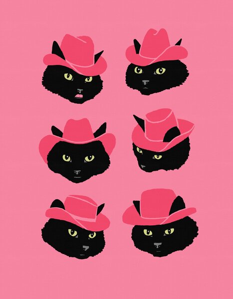 Illustration Marcy the Cowgirl Cat, Anyone Can Yeehaw, (30 x 40 cm)