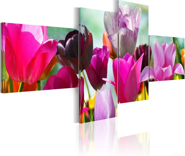 Canvas Tavla - Charming red tulips - 200x90