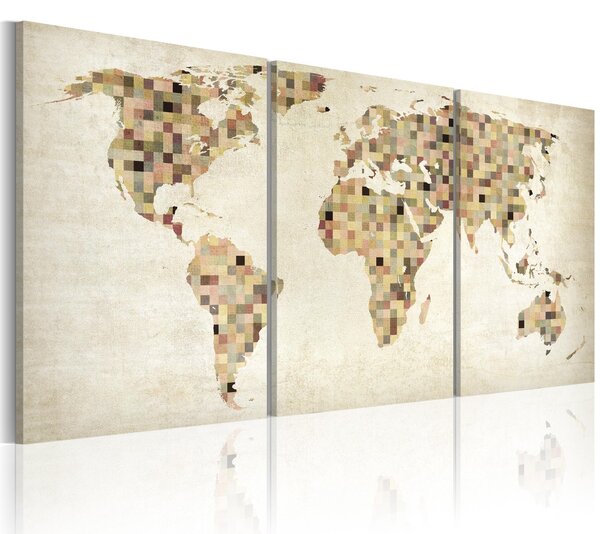 Canvas Tavla - Världskartan - rutor - 120x60