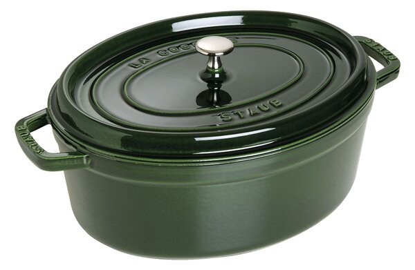 Staub La Cocotte Gryta 31 cm / 5,5 l, Oval, Basilika-Grön, Gjutjärn