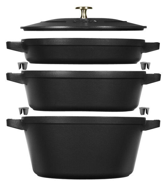 Staub Stackable Set 3-st, Gryt & kastrullset, Svart