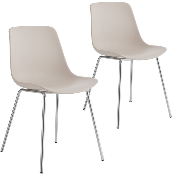 Tectake 405432 plaststolar mave, ergonomisk, 120 kg - taupe/krom, uppsättning av 2