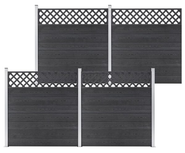 WPC-staketpaneler 4 fyrkantiga 699x185 cm grå