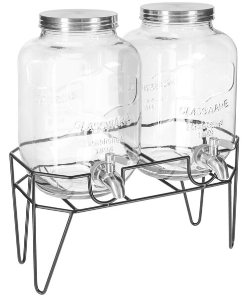 VEGA Dryckesdispenser Duo Modesto med ställ; 8l, 17x38.4x34 cm (BxHxD); Svart/Transparent