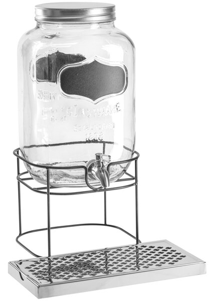 VEGA Dryckesdispenser Modesto med ställ och droppbricka; 7l, 21x44x18 cm (BxHxD); Svart/Transparent/Silverfärg