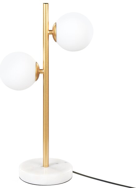 Bordslampa Guld Glasskärm Järnstång Ram Dubbel Ljus Modern Design Heminredning Vardagsrum Beliani