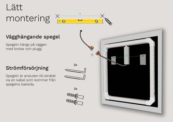 Spegel med LED-belysning M17