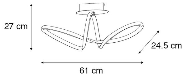 Taklampa svart 61 cm 3-stegs dimbar inkl LED - Viola Due