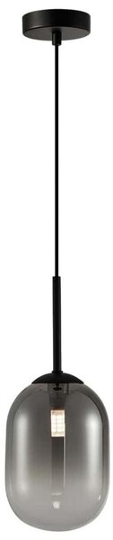 Ljuskrona med textilsladd ALIAS 1xE14/40W/230V diameter 12 cm svart/grå