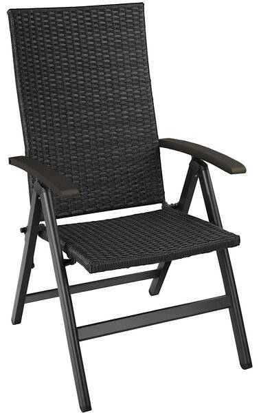 Tectake 404570 canberra rottingstol med hopfällbar aluminiumram - svart