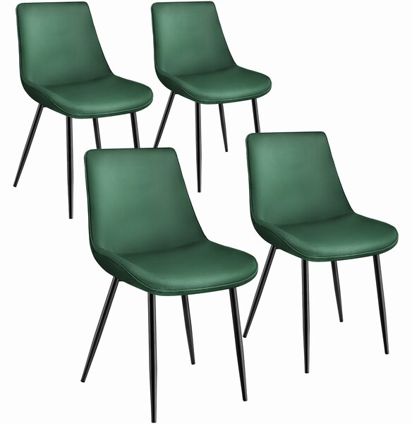 Tectake 404930 set med 4 stolar i sammetslook monroe - mörkgrön