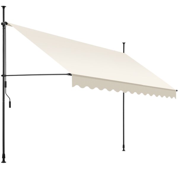 Tectake 404966 spännmarkis och soltak med handvev, höjdjusterbar - 350 x 180 cm, beige
