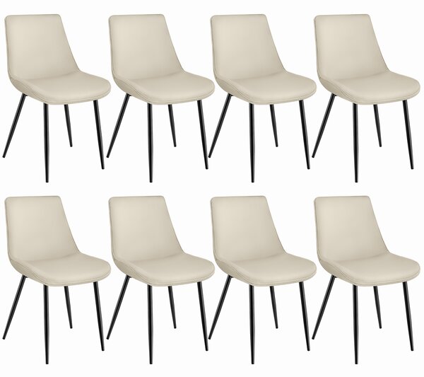 Tectake 404941 set med 8 stolar i sammetslook monroe - creme