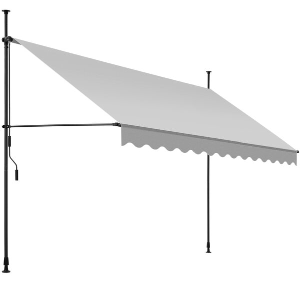 Tectake 404967 spännmarkis och soltak med handvev, höjdjusterbar - 350 x 180 cm, ljusgrå