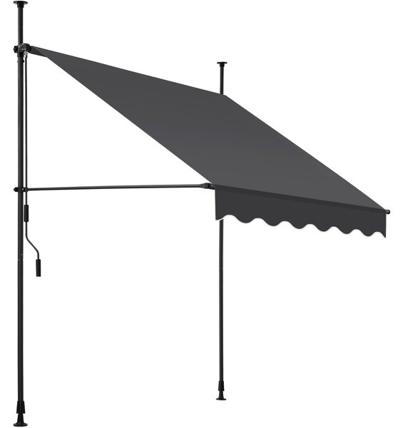 Tectake 404956 spännmarkis och soltak med handvev, höjdjusterbar - 150 x 180 cm, svart/grå