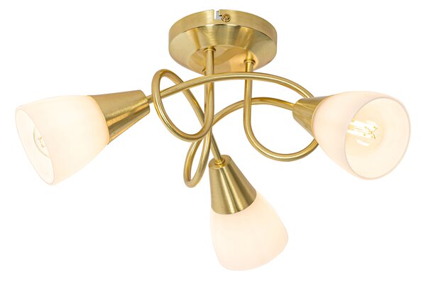 Klassisk taklampa guld med opalglas 3-ljus - Inez