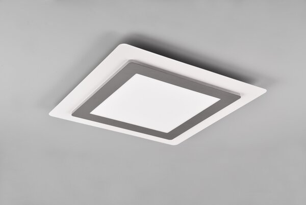 Trio Lighting Morgan LED plafond 45x45 cm vit/ borstad stål -