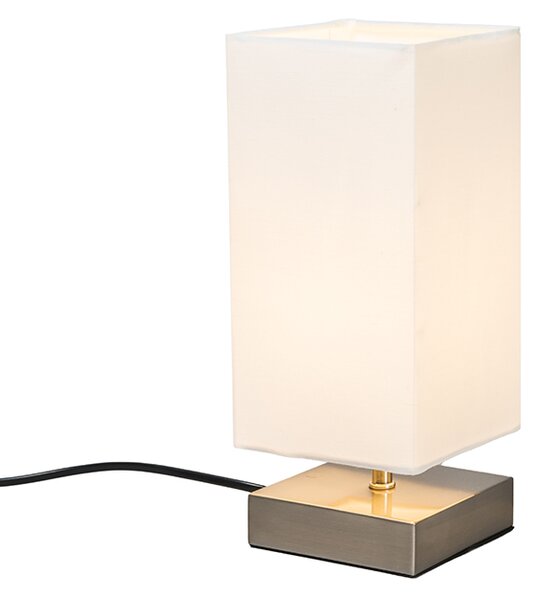 Modern bordslampa vit med stål - Milo