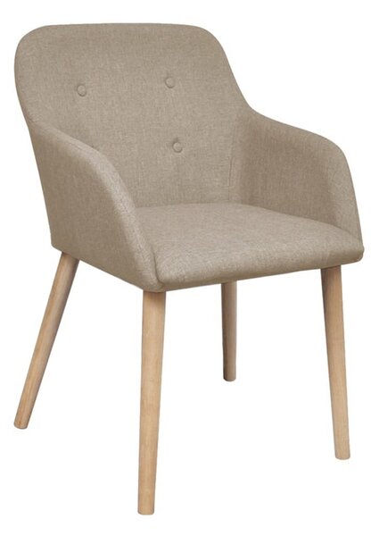 Matstolar 2 st beige tyg och massiv ek - Beige