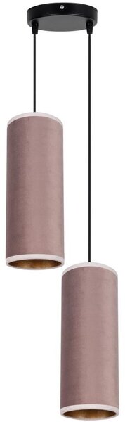 Ljuskrona med textilsladd AVALO 2xE27/60W/230V diameter 20 cm rosa