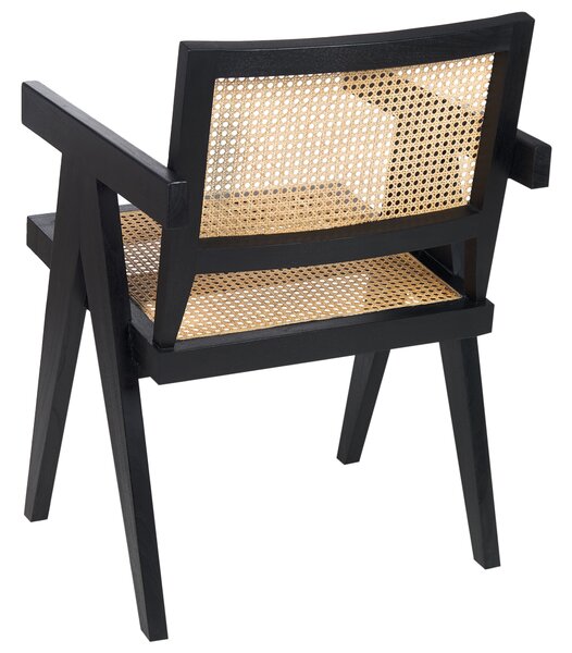 Köksstol Ljust Trä Mahogny Rotting Svart Naturlig Wiensk Flätning Accent Minimalistisk Vardagsrum Matsal Beliani