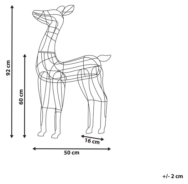 LED-dekoration för utomhusbruk Silvermetall 50 x 17 x 92 cm Rådjur Säsongstillbehör Trädgård Heminredning med ljus Beliani