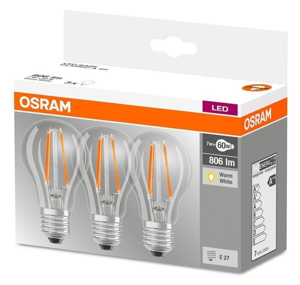 SET 3x LED-lampor VINTAGE E27/7W/230V 2700K - Osram