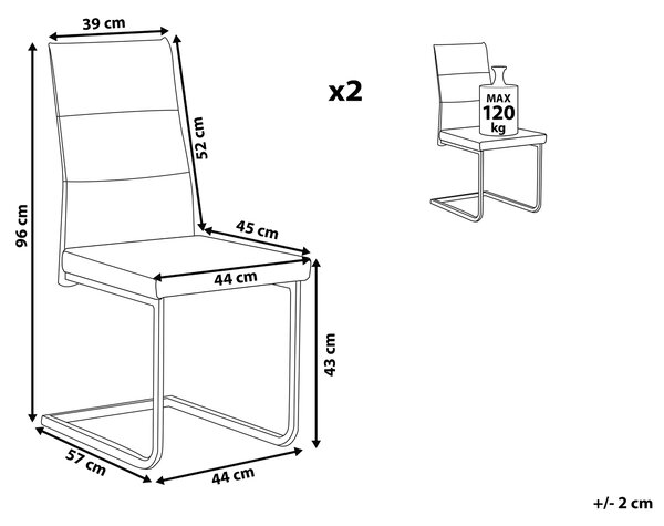 Stol 2 st Vit Konstläder Klädsel Matsal Silverben Modern Design Beliani