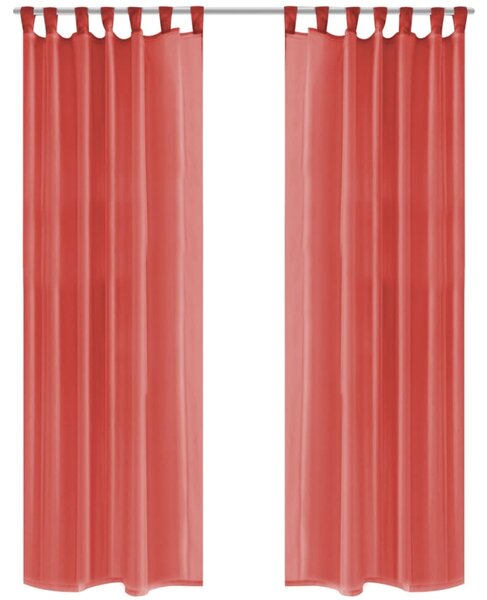 Gardiner i voile 2 st 140x245 cm röd