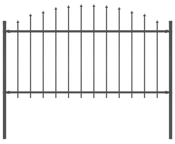 Trädgårdsstaket med spjuttopp stål (1,25-1,5)x1,7 m svart